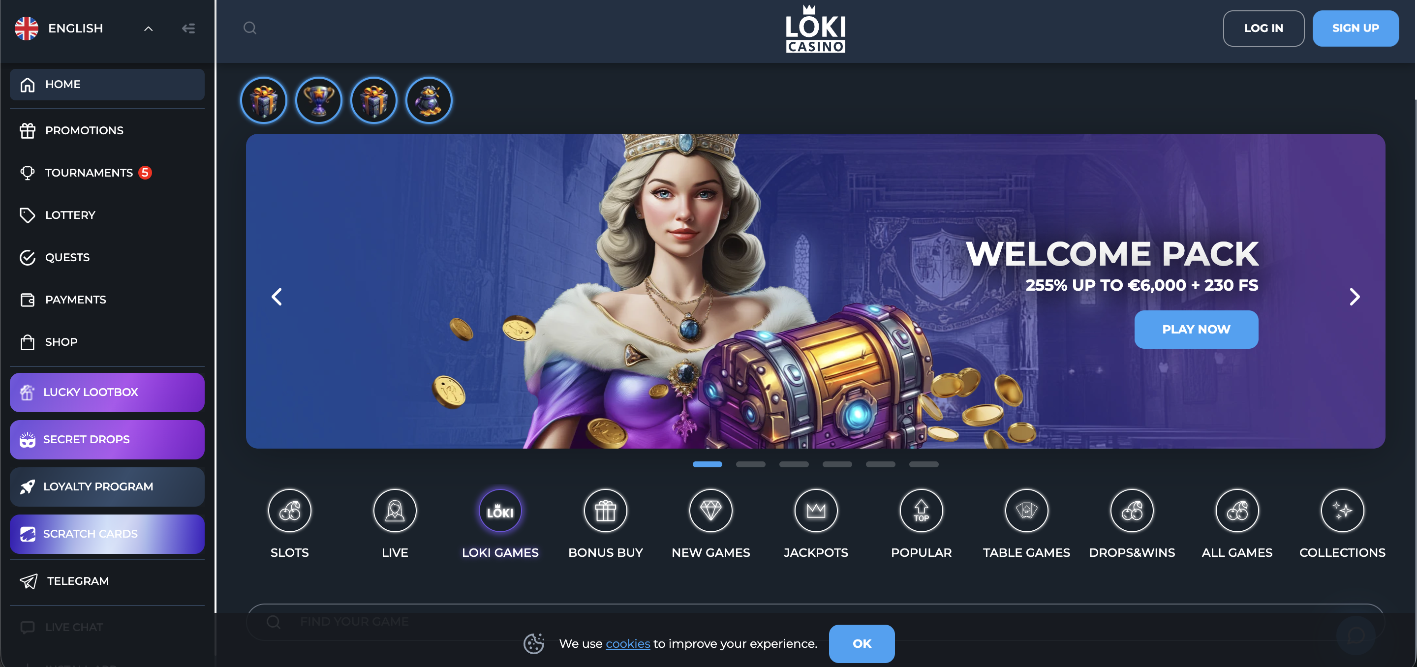 Loki Casino screenshot reviewed by Non GamStop GB